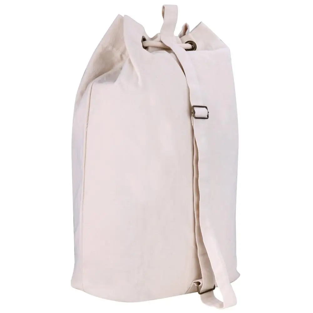 Large Size Canvas Draw String Laundry Storage Bag With Shoulder Strap