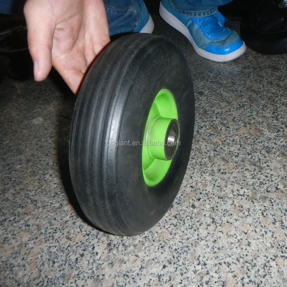 9 inch green rim factory price solid rubber wheel