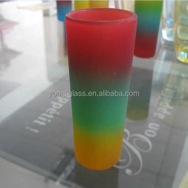 Custom spray color water glass souvenir tall drinking glass vodka, colorful shot glass