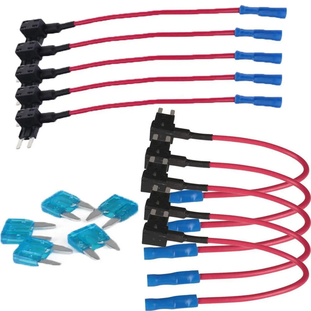 Awakingdemi 5-Piece 15A Add Circuit Mini Blade Fuse Boxe Holder ACS ATO ATC Piggy Back Tap