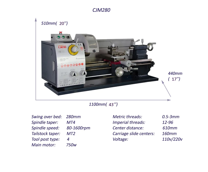 metal upgrade manual lathe mini bench lathe WM210V-S