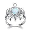 Hainon hainon wholesale jewelry women cute animal turtle white/blue opal rings plating silver rings