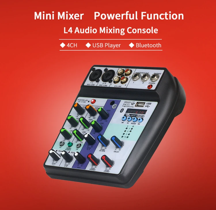 Mezclador profesional de karaoke de 4 canales, mini mezclador de audio, precio