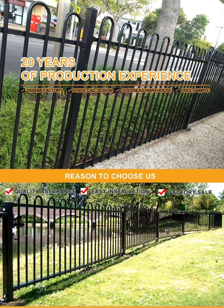 Made in China hot for UK and Australia market black anti bow top fence panels