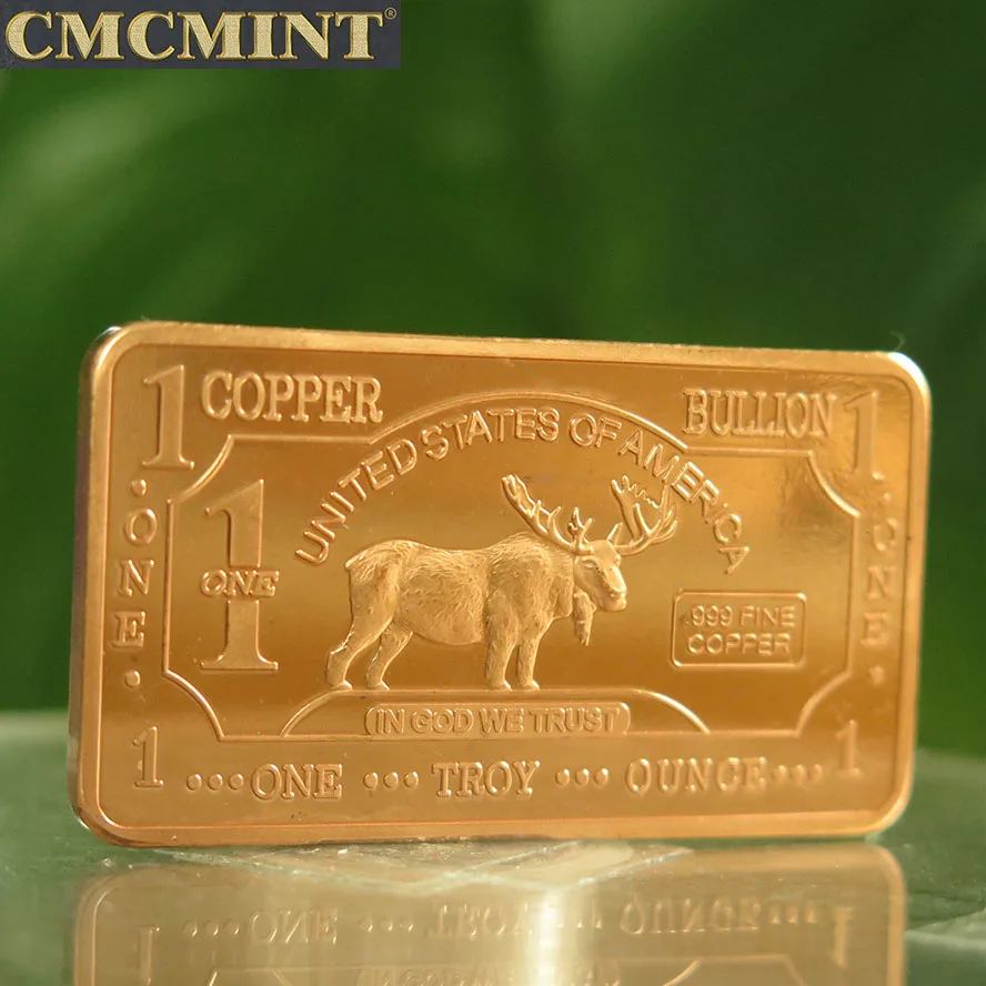 Copper Animal Bullion Bars 1 Oz 999 Fine Pure Copper Bullion Moose Bar