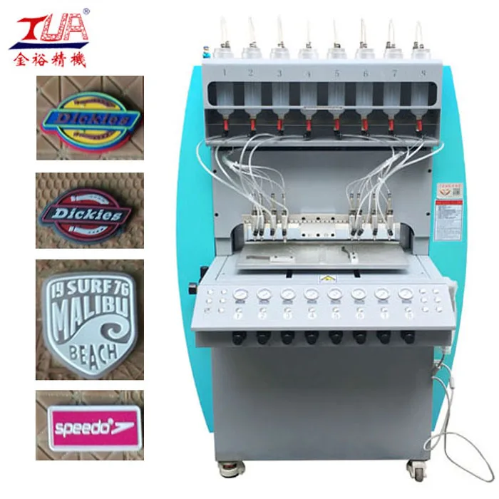 Dongguan pvc garment logo dropping inject making machine