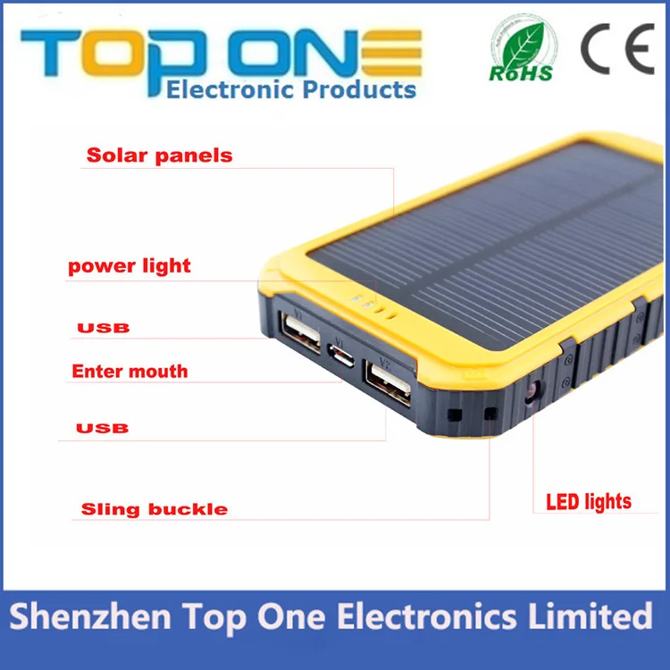 Waterproof Solar Charger 10000mAh Portable Solar Power Bank for Smartphone - ANKUX.COM