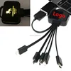 Promotional custom logo 4-in-1 & 5-in-1 LED USB Charging Cable ,usb cable for cell phone