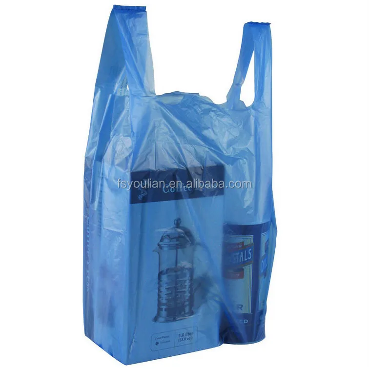 Free sample 100% biodegradable t-shirt plastic handle carry bag for grocery package