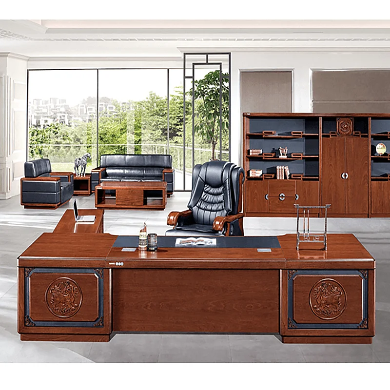 Customized Luxury Wood Curved L Shaped Executive Office Desk Foh
