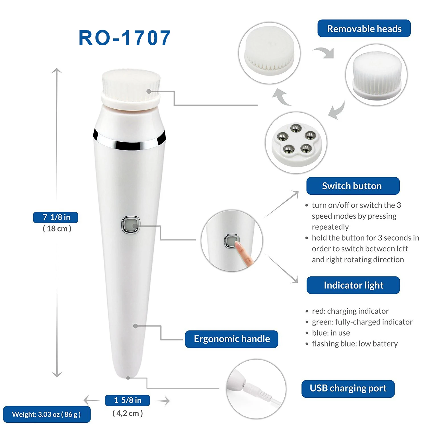 USB Rechargeable facial Cleansing Brush