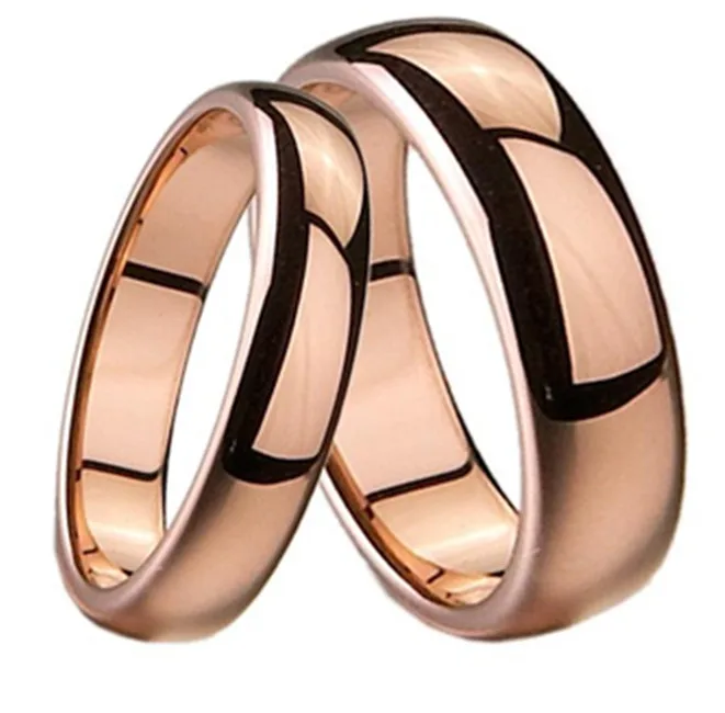 Alibaba Europe Personalized Rose Gold Plated Domed Gold Rings and Wedding Bands for Men Women