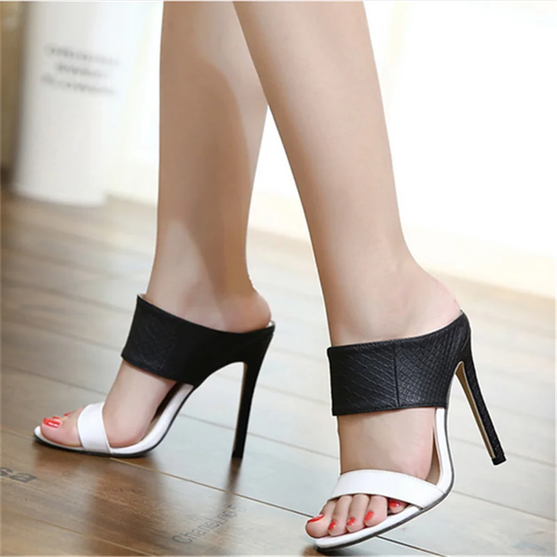 black and white sandals with heel