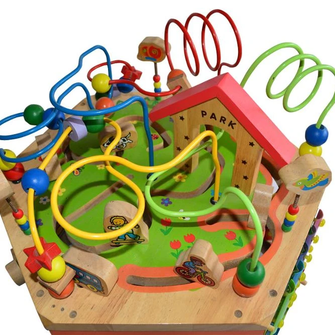wooden play cube activity center
