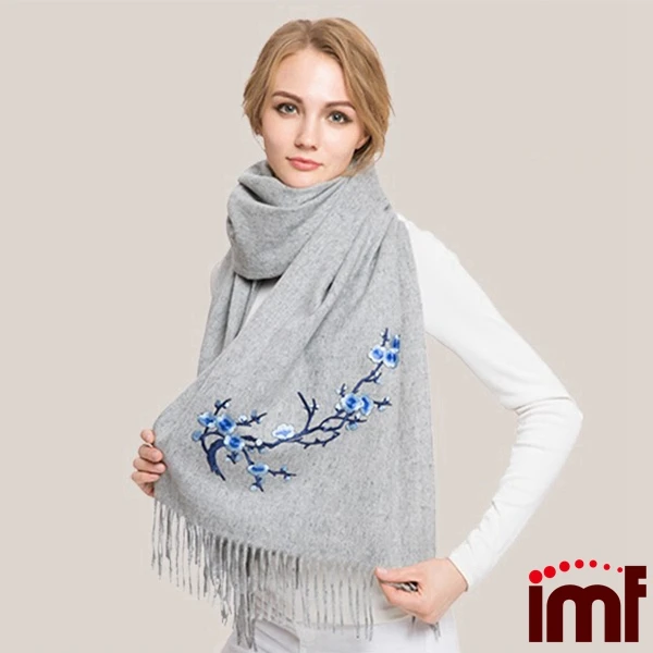 wool embroidered scarf