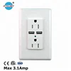 ETL/cETL List 3.1A Electric Electrical Wall Mount Usb Charging Receptacle Outlet Usb Wall Socket