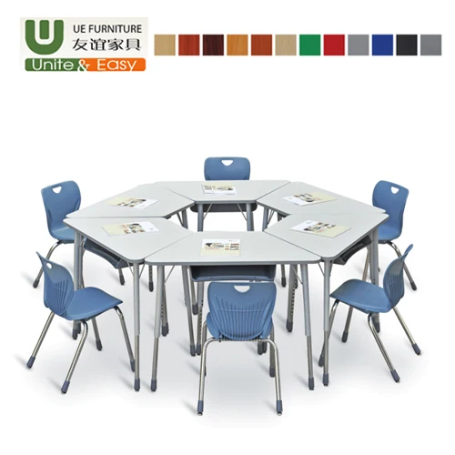 Trapezoidal Plastic Table Furniture Kindergarten Desk Cheap