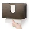 Houselin Bamboo Wood Wall Mount m c fold Paper Towel Dispenser Holder Commercial for Toilet Bathroom Kitchen Restroom rustic