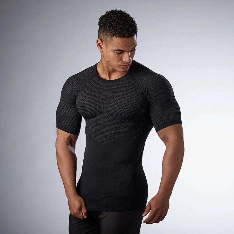New High Quality Mens Tight Elastic Gym T Shirt Fitness - Buy Gym T ...