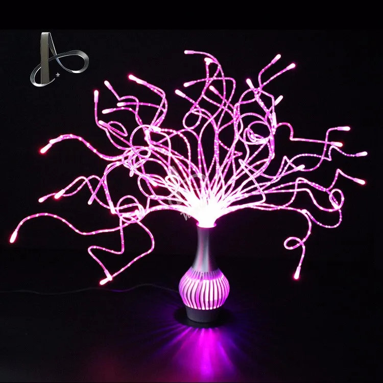 Splendid Color Changing Fiber Optic Flower Lamp With Vertical Shape In