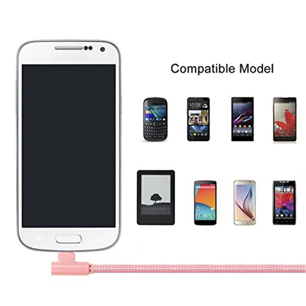 2M Nylon Braided Micro USB 90 Degree Right Angle 2A Fast Data usb Cable Sync Universal charging for for Samsung Galaxy S8 S9 S7 - ANKUX.COM