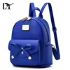 Fashionable Custom School Bag Women Royal Blue PU Leather Small Backpack