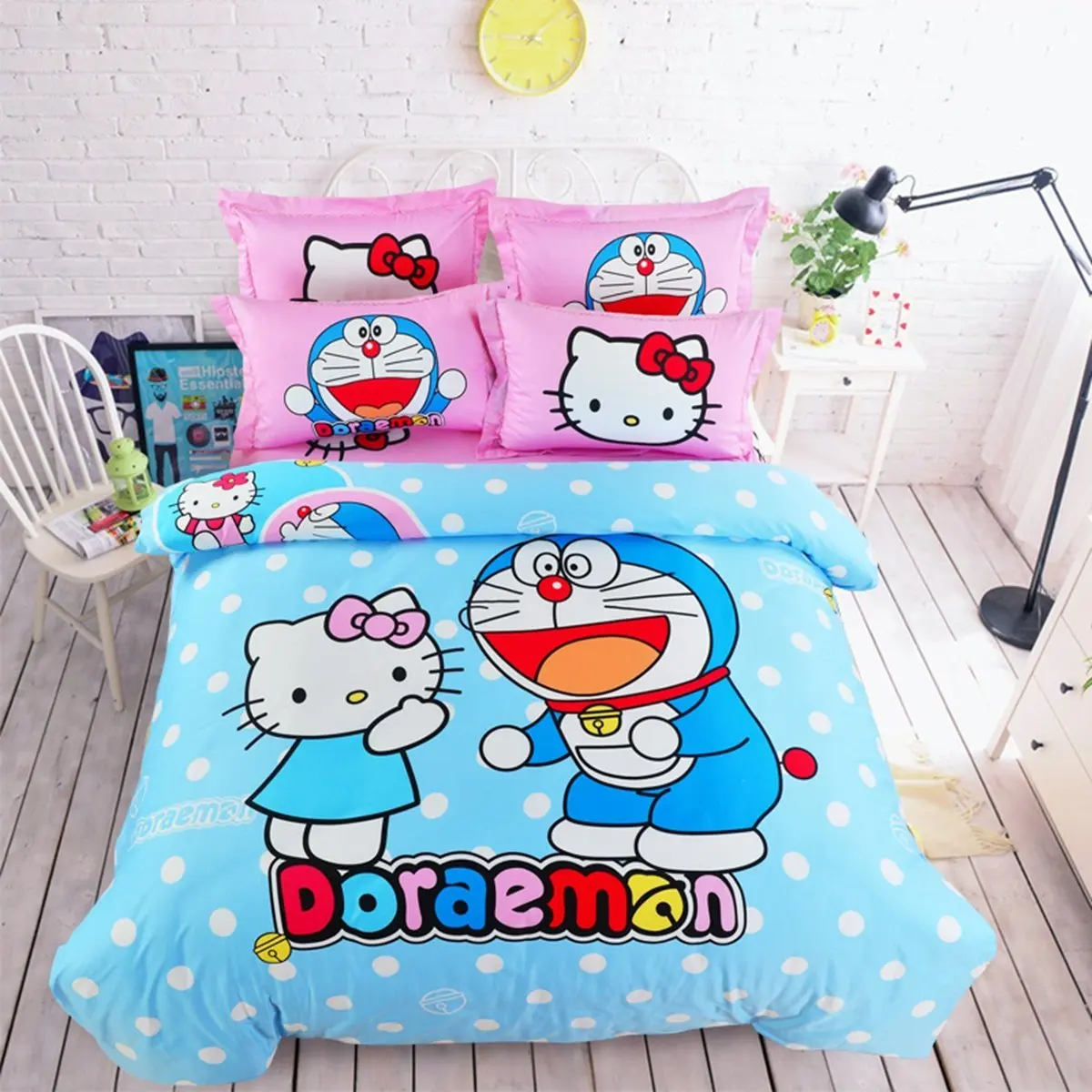 Casa 100 Cotton Kids Bedding Set Girls Doraemon Hello Kitty