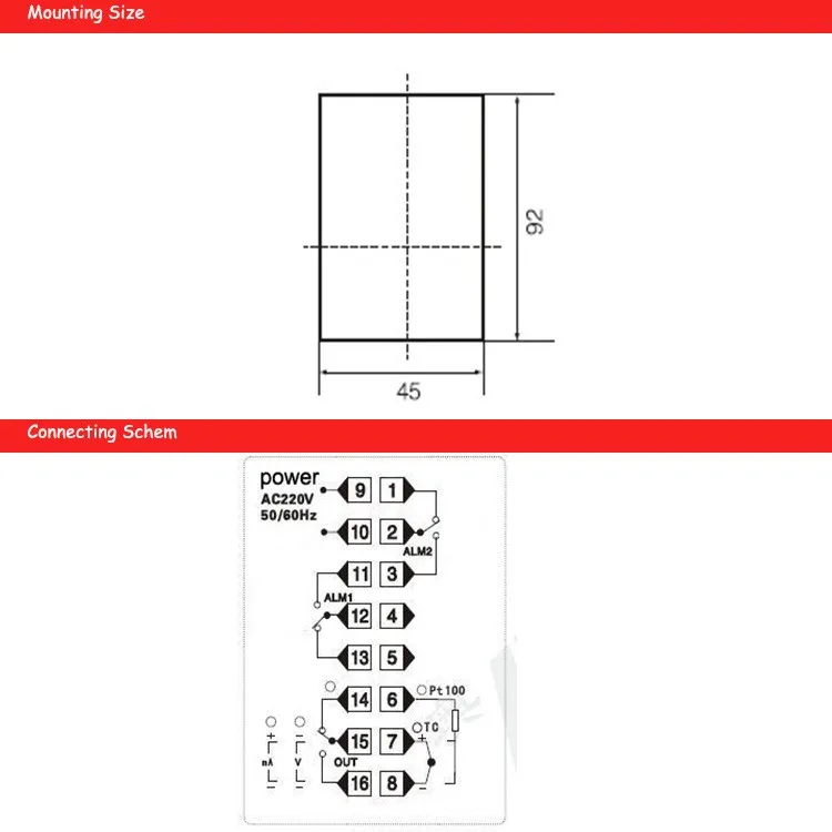 Aoyi Temperature Controller 420ma Output Xmte6581 K J E Pt100 Digital