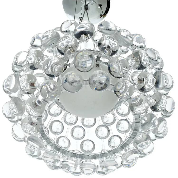 Round Transparent Glass Ball With Chrome Metal Frame Pendant Light