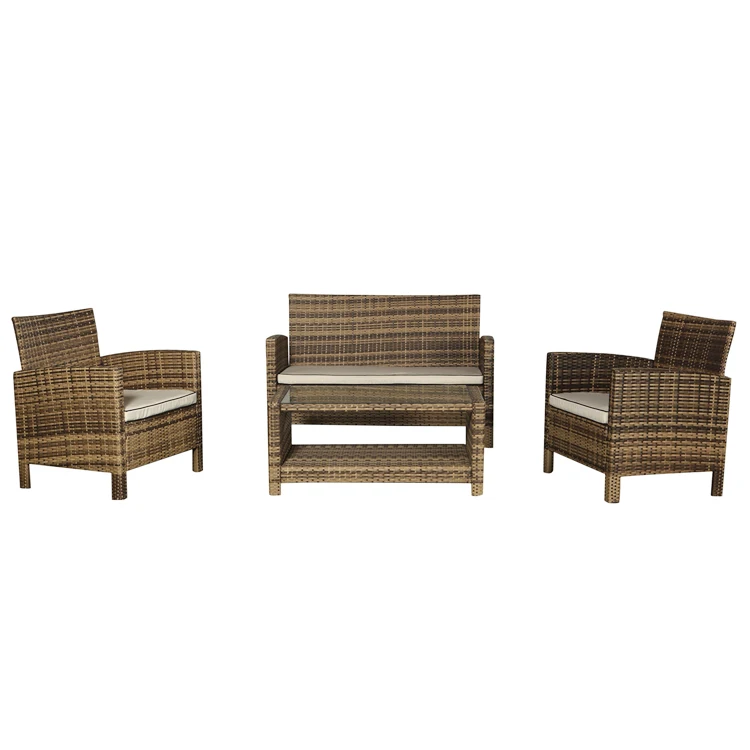 Leisure Outback Four Seat Pc Wicker Cube Rattan Garden Furniture 4 ...