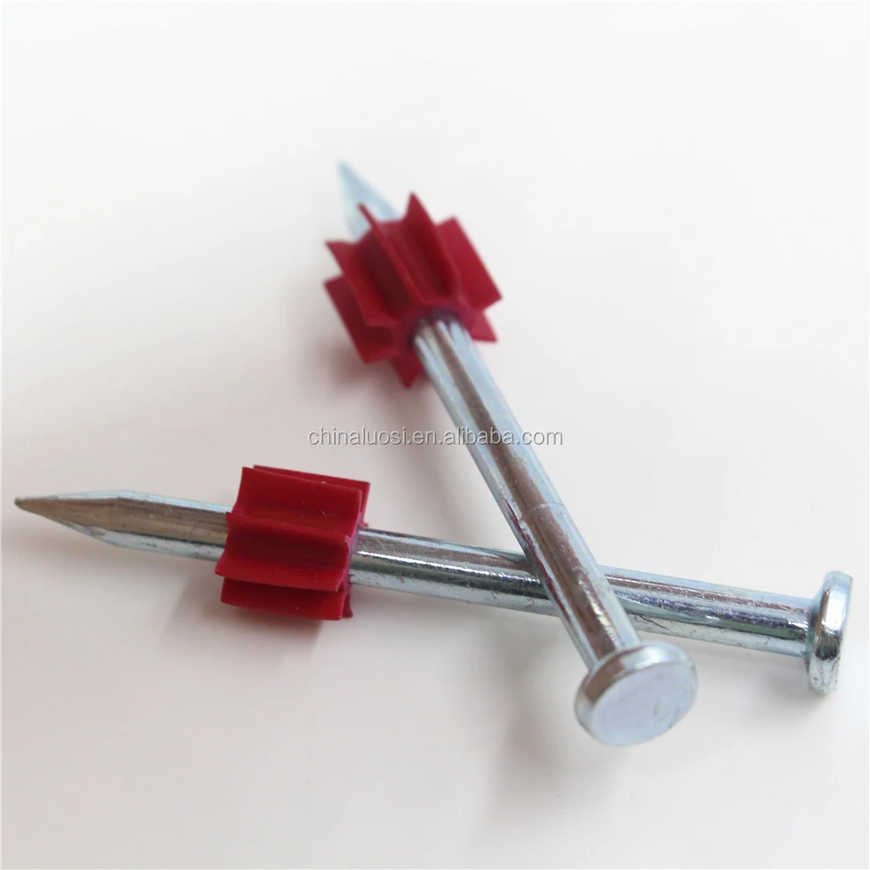 Shooting Nail With Red Plastic Washer Buy Hollow Nails,Concrete Nails