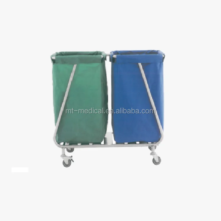 Medical Hospital Cleaning Laundry Two Buckets Moving Trolley Garbage Sorting Vehicle Cart