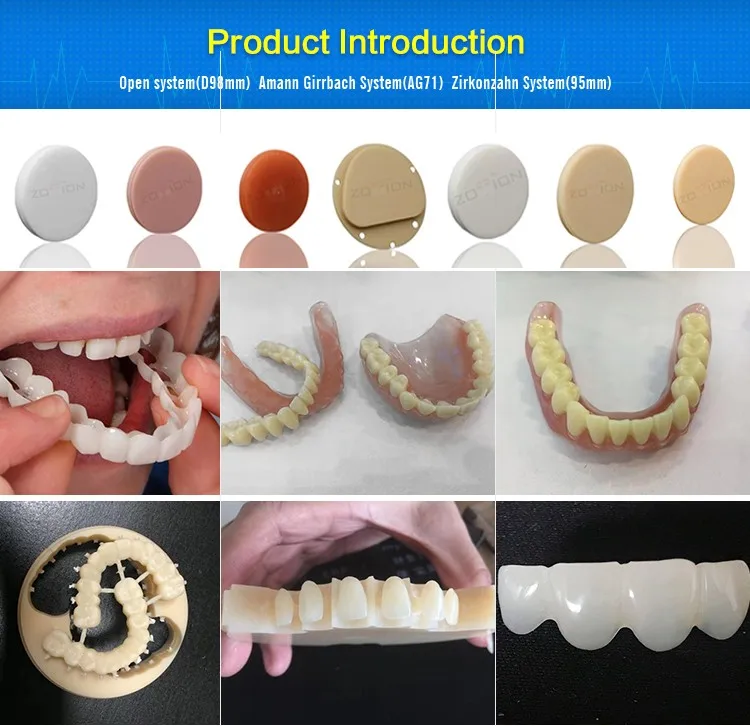 China Dental Material Cad/cam Milling Vita 16colros Monolayer Pmma Disc