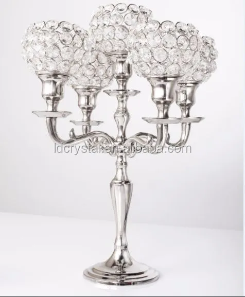 Crystal Globe Votive Candle Holder Metal Stand With Crystal Ball Silver