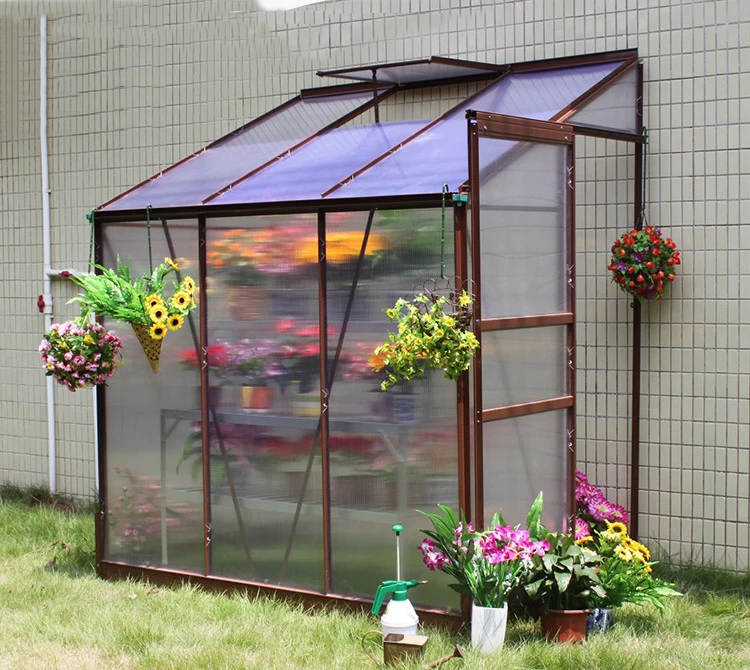 lean to greenhouse with polycarbonate sheet and aluminium