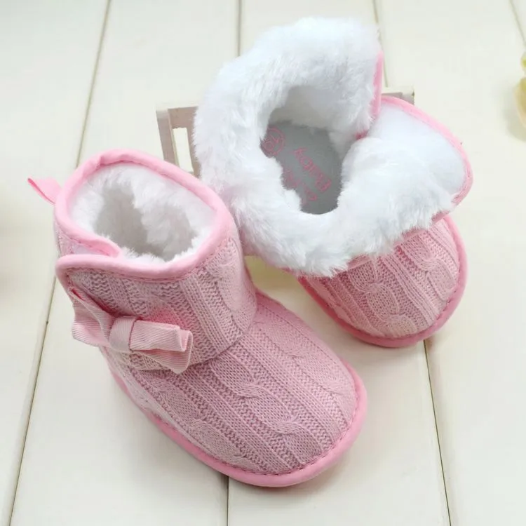 M/&A Infant Baby PU Leather Snow Boots Anti-slip Warm Shoes Prewalker