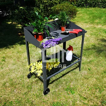 Versatile Balcony Garden Metal Steel Potting Bench With Wheels Product On Versatile Balcony Garden Metal Steel Potting Bench With Wheels Product On