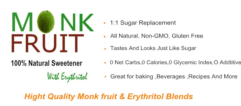 Free sample 1KG packing natural organic erythritol candy Monk Fruit Erythritol Blend Crystal
