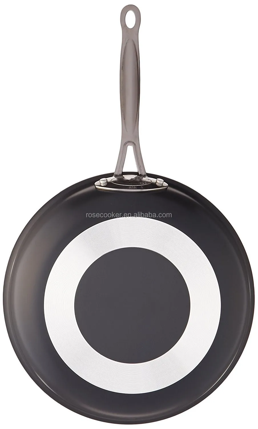 Pressed Aluminum Nonstick Fry Pan Roll Up Of The Edge With Flat