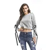 Custom Logo 2018 Latest Fall Winter Plus Velvet Long Sleeve Straps Hoodie Top Women Cropped Sweatshirt Pullovers