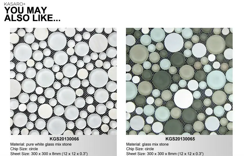 Milky White Bubble Tile, Glass Tile Round Mosaic, Glass Mosaic Tiles Circles (KGS20130066)