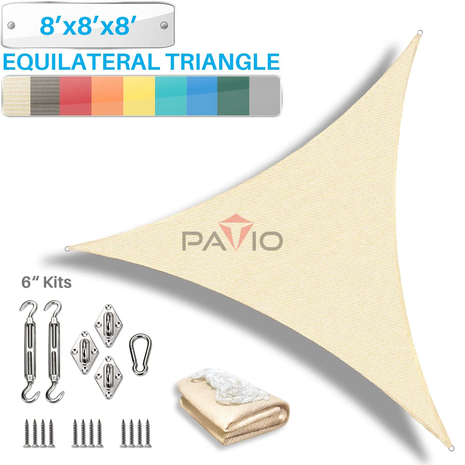Patio Paradise 3 x 5 Sun Shade Sail with 6 inch Hardware Kit Beige Rectangle Canopy Durable Shade Fabric Outdoor UV Shelter Cover 3 Year Warranty Custom