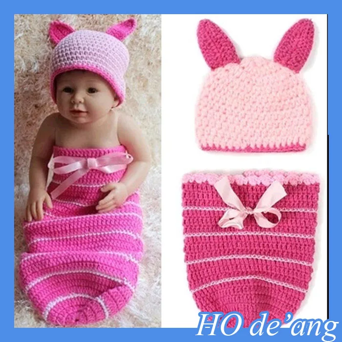 HOGIFT 2015 New Newborn Costume baby hat short pants set handmade Knit crochet photography props 2 pcs outfits