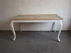wooden antique white painted legs natural color top dining table design for home