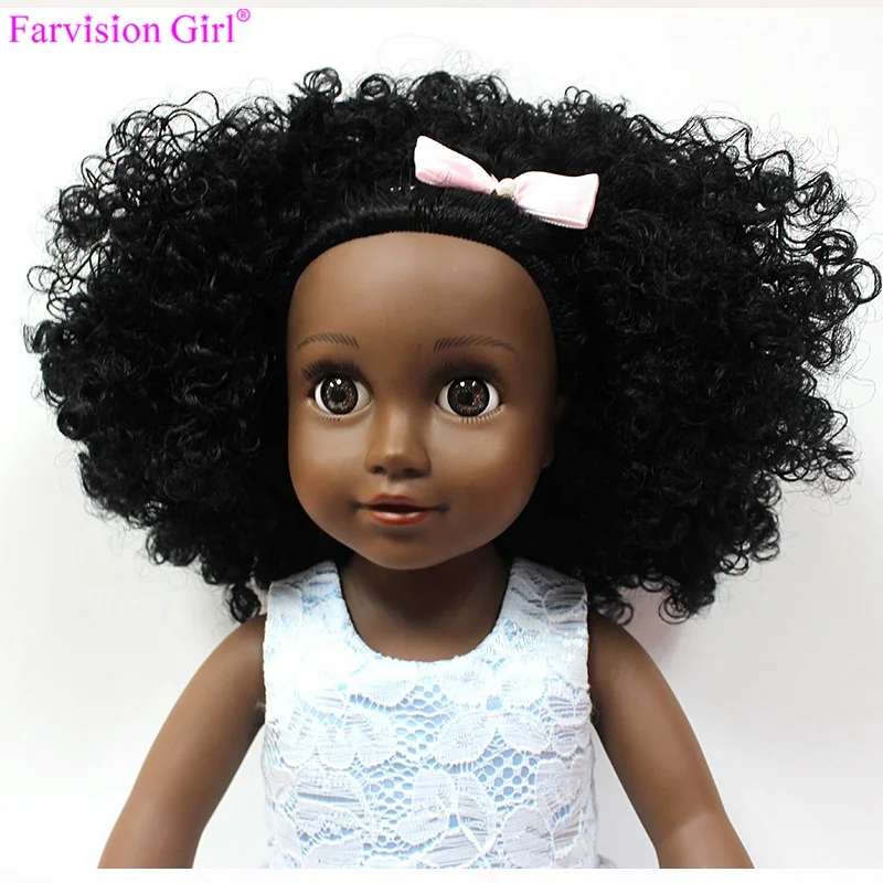 black doll with blonde hair