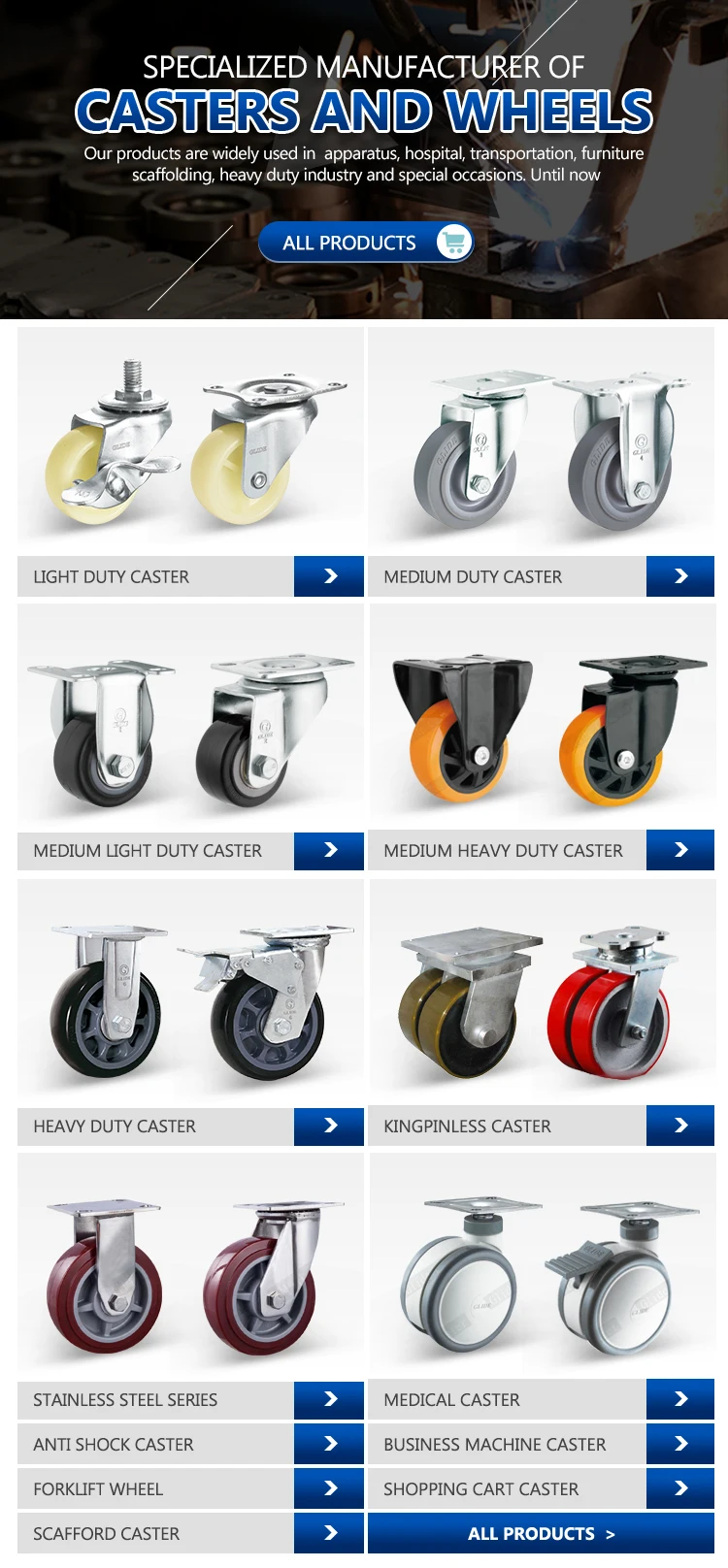 Material Handling Products Industrial Casters 10Inch Pneumatic Caster