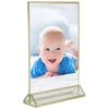 Super Star Quality Clear Acrylic Double Sided Frames Display Holder with Vertical Stand and 3mm Gold Border