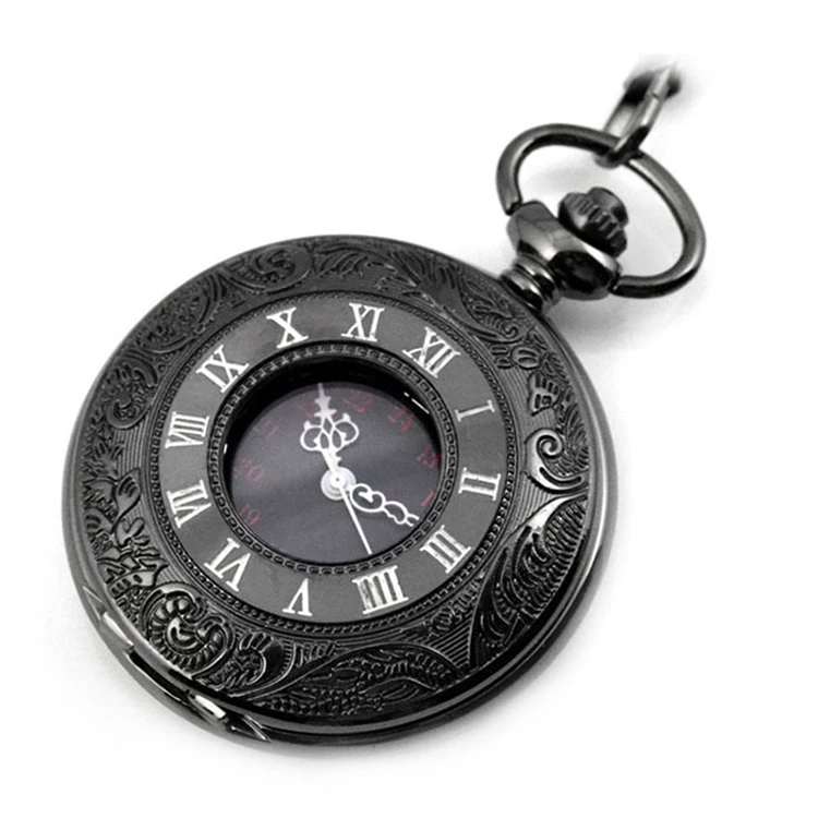 High Quality Pocket Watches Men Fashion Roman Numerals Quartz Clock