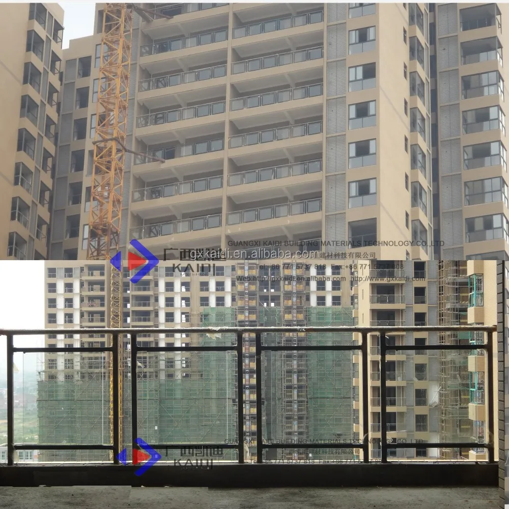 Gepoedercoat gegalvaniseerd staal balkon balustrade glas ...