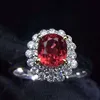 South Africa real diamond natural unheated red ruby Stone 18k gold flower shape finger Ring Jewelry